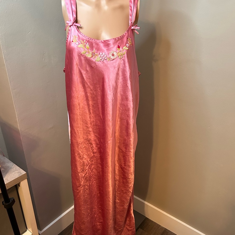 PINK Victoria's Secret Pink Satin Embroidered Chemise